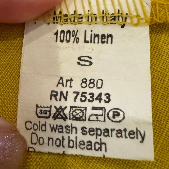 TERZO MILLENNIO Oversized 100% Linen Tunic Blouse in Yellow Size Small - Picture 6 of 8